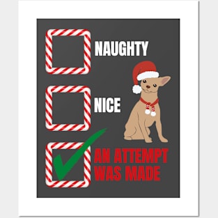 Naughty or Nice Christmas Chihuahua Dog Posters and Art